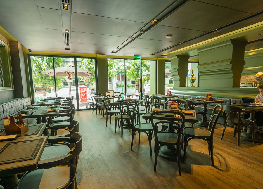 Light-filled dining room at Srida Cuisine